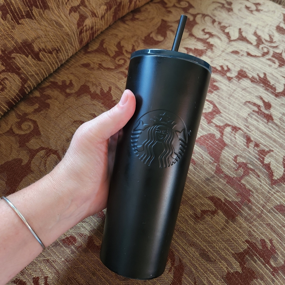 Vintage Starbucks 24 oz Stainless Steel Insulated Black Tumbler Mermaid  Logo